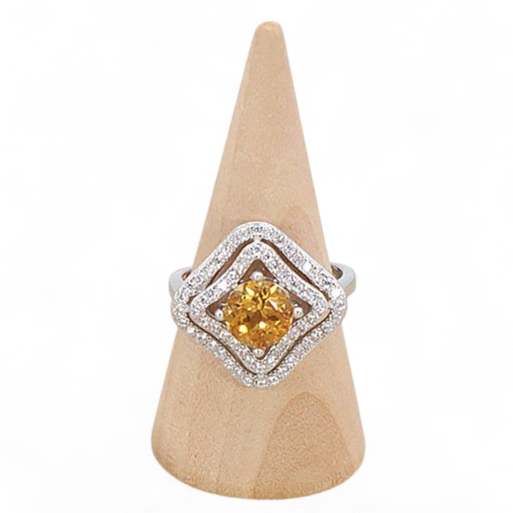 Bague Citrine naturelle Madagascar AAA argent 925 Rhodié - La Boite à Cailloux