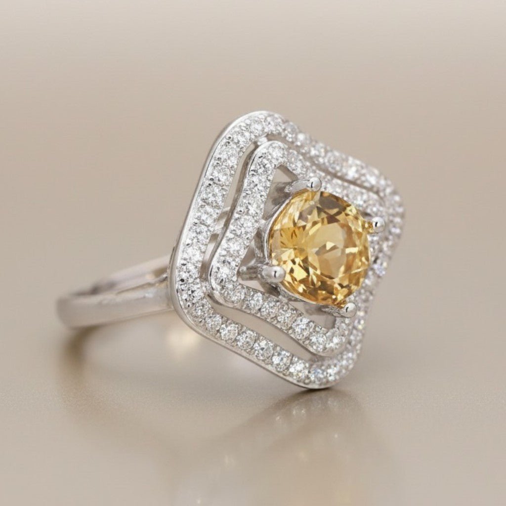Bague Citrine naturelle Madagascar AAA argent 925 Rhodié - La Boite à Cailloux