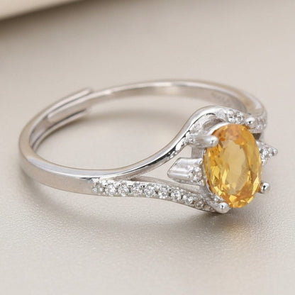 Bague Citrine naturelle Madagascar AAA argent 925 Rhodié - La Boite à Cailloux