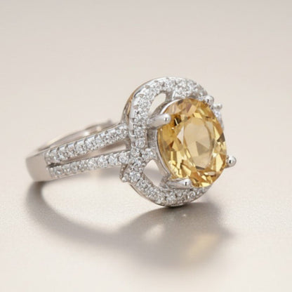 Bague Citrine naturelle Madagascar AAA argent 925 Rhodié - La Boite à Cailloux