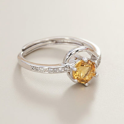 Bague Citrine naturelle Madagascar AAA argent 925 Rhodié - La Boite à Cailloux
