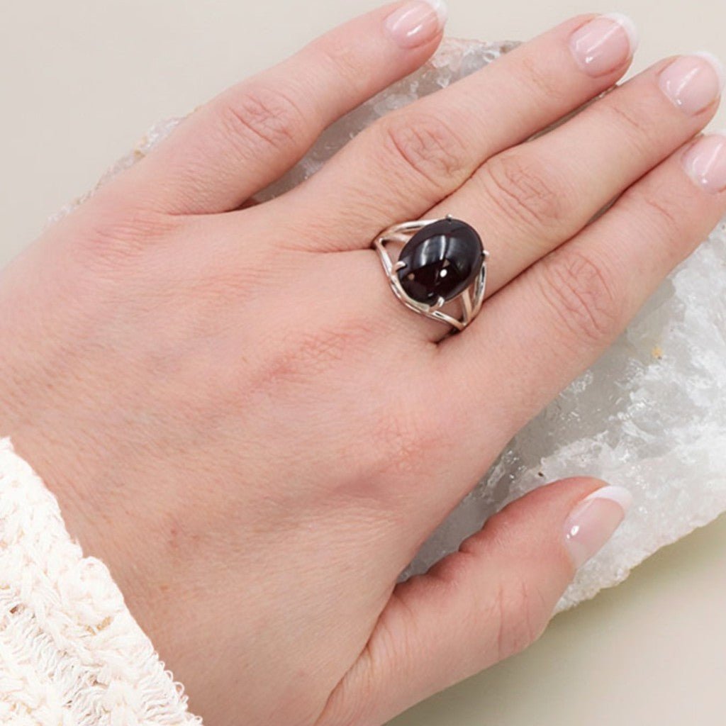 Bague grenat rhodolite Ethiopie AA argent 925 - La Boite à Cailloux