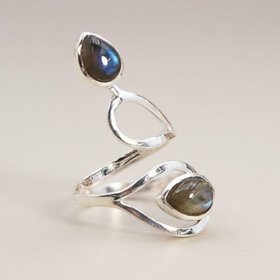 Anillo de labradorita Madagascar AA plata 925