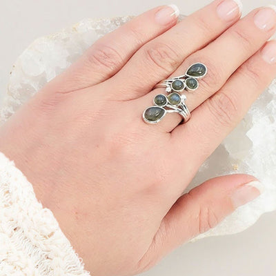 Anillo de labradorita Madagascar AA plata 925