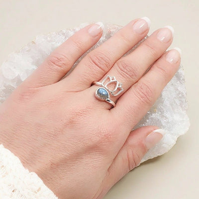 Anillo de labradorita Madagascar AA plata 925
