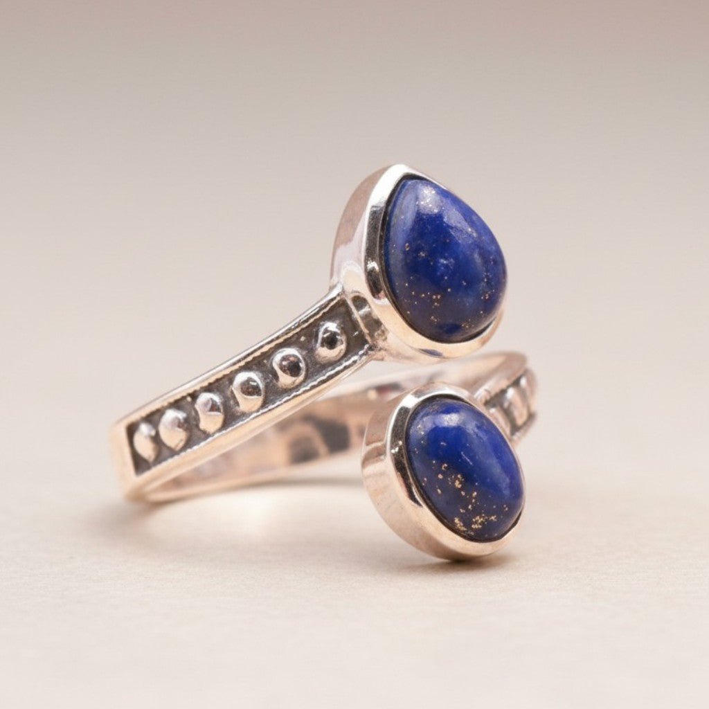 Bague lapis lazuli Afghanistan AA argent 925 - La Boite à Cailloux