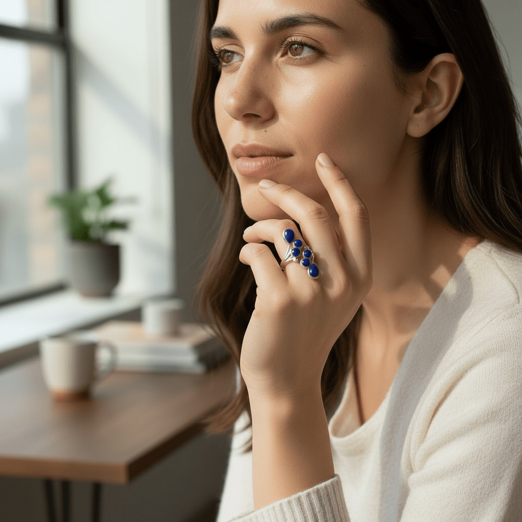 Bague Lapis Lazuli Afghanistan AA argent 925 - La Boite à Cailloux