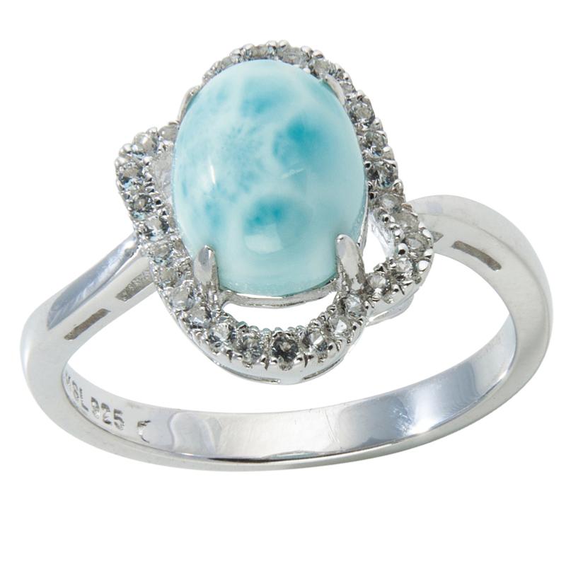 Bague larimar et topaze AAA argent 925 - La Boite à Cailloux