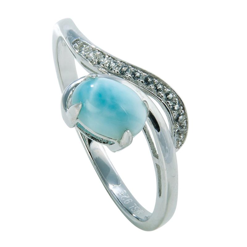 Bague larimar et topaze AAA argent 925 - La Boite à Cailloux