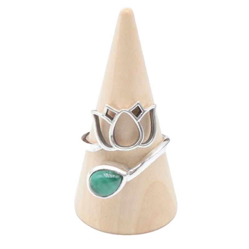 Bague Malachite Congo AA argent 925 - La Boite à Cailloux