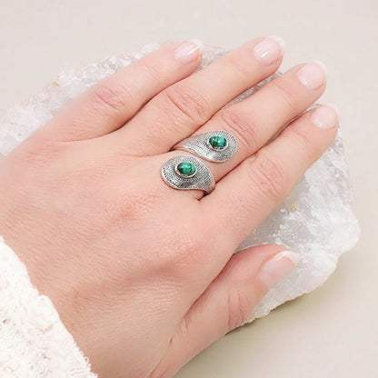 Bague Malachite Congo AA argent 925 - La Boite à Cailloux