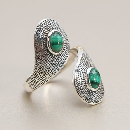 Bague Malachite Congo AA argent 925 - La Boite à Cailloux
