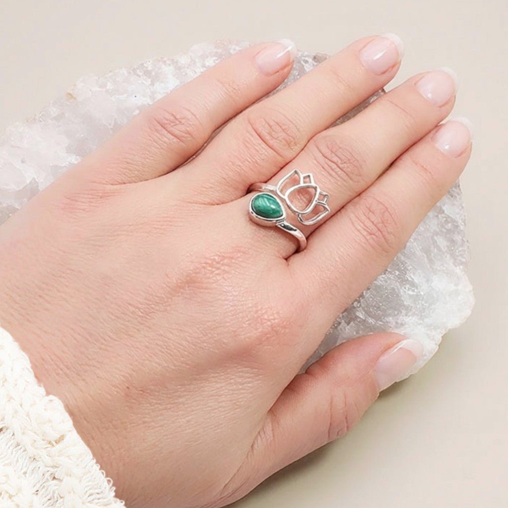 Bague Malachite Congo AA argent 925 - La Boite à Cailloux