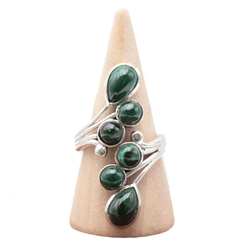 Bague Malachite Congo AA argent 925 - La Boite à Cailloux