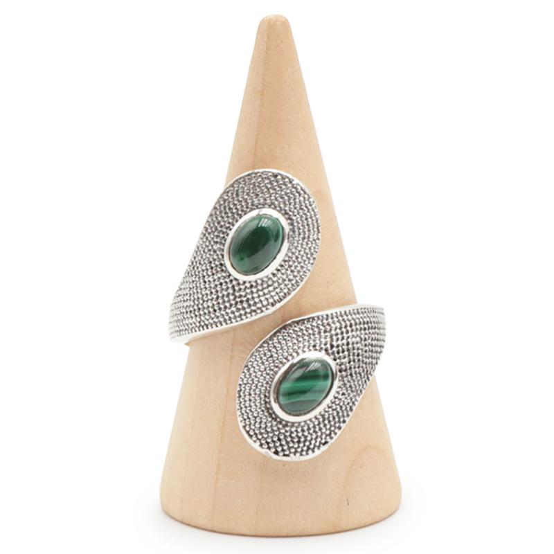 Bague Malachite Congo AA argent 925 - La Boite à Cailloux