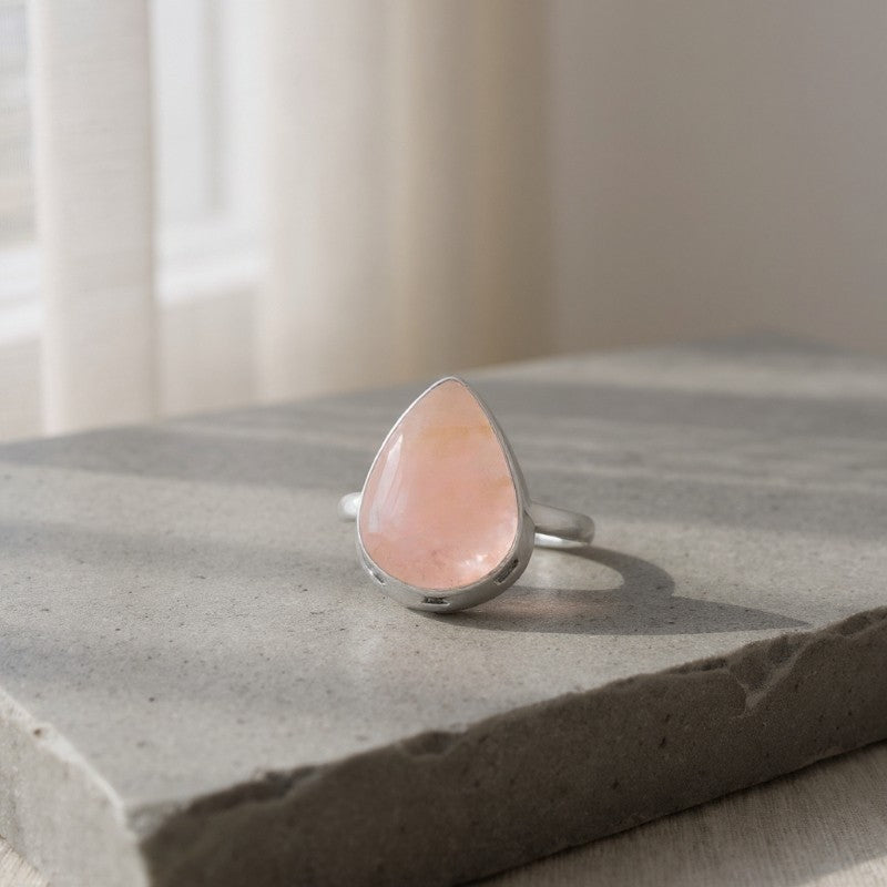 Bague morganite Brésil AA argent 925 - La Boite à Cailloux