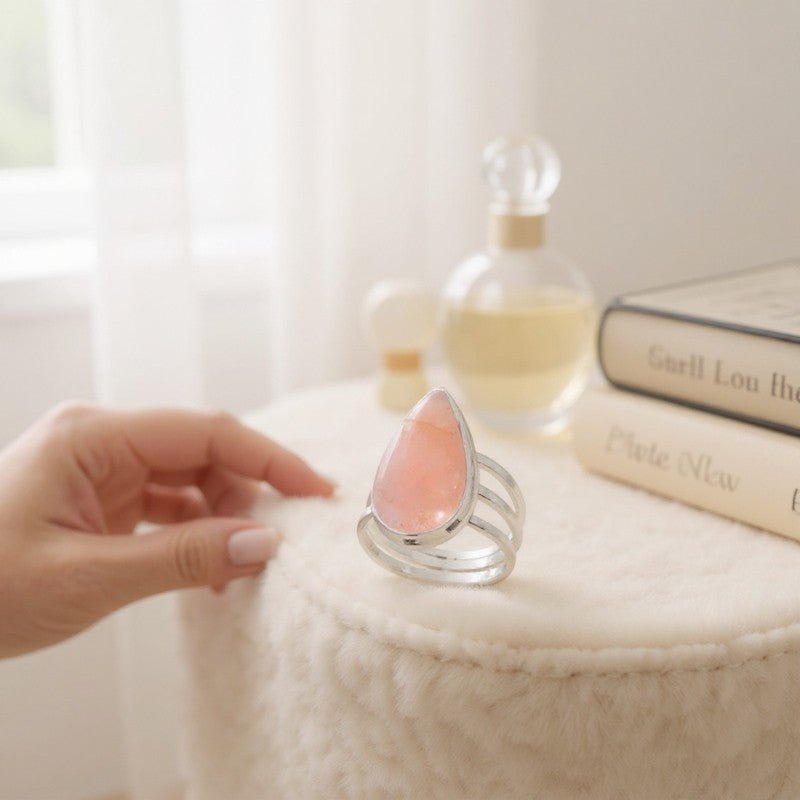 Bague morganite Brésil AA argent 925 - Taille 61 - La Boite à Cailloux
