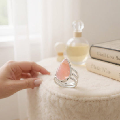 Bague morganite Brésil AA argent 925 - Taille 61 - La Boite à Cailloux