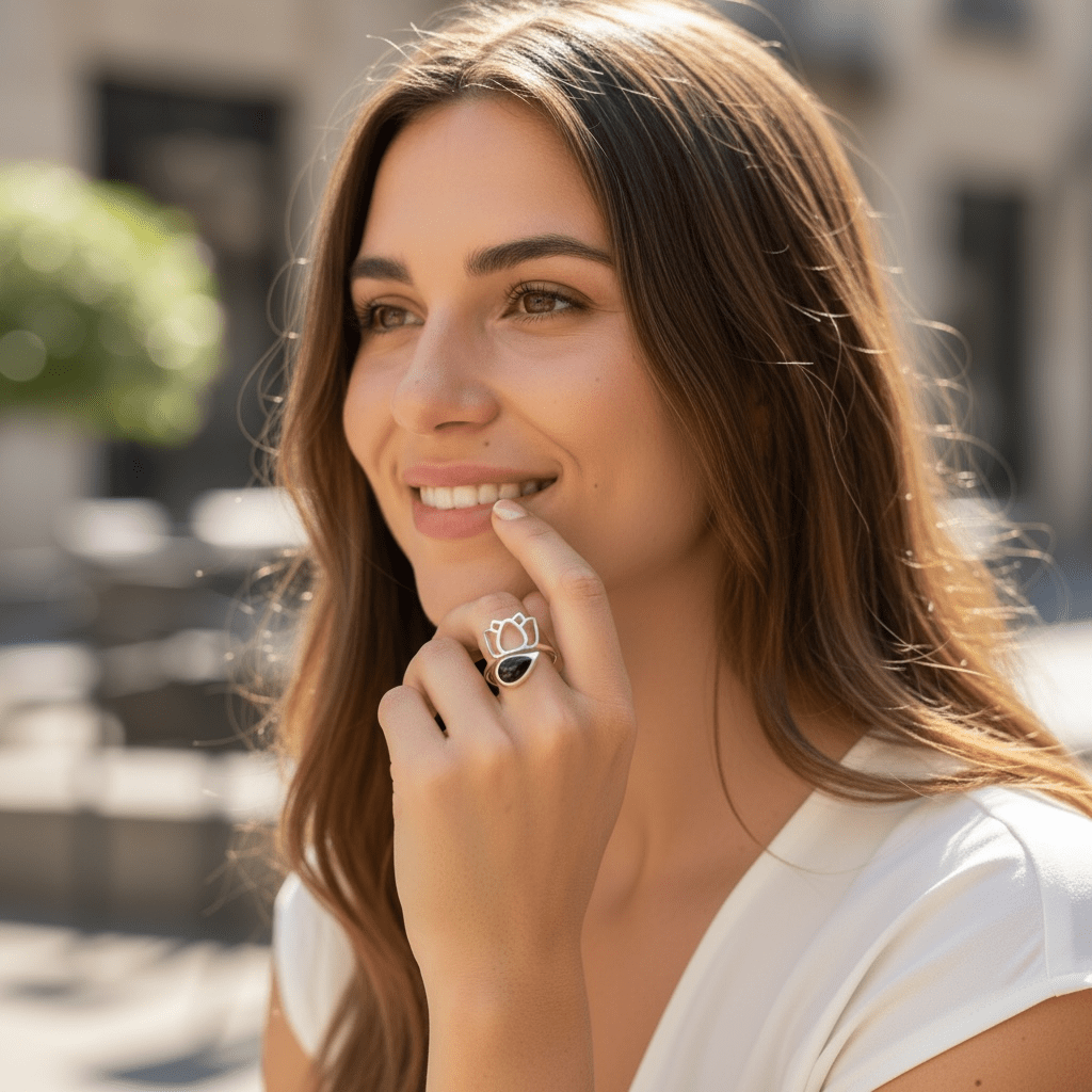 Bague Obsidienne noire Mexique AA argent 925 - La Boite à Cailloux