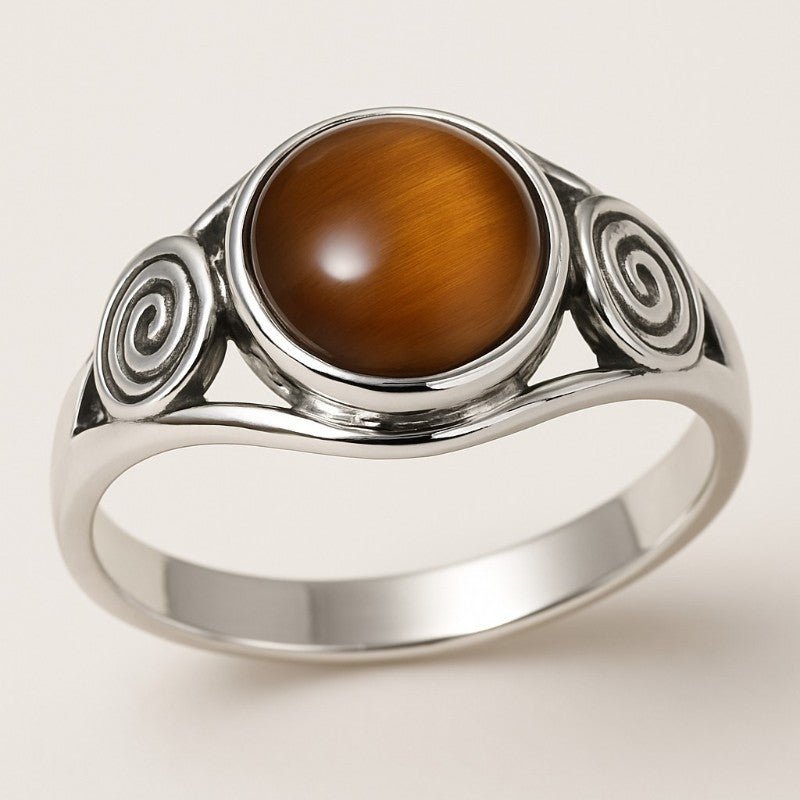 Bague oeil de tigre Afrique du Sud AA argent 925 - La Boite à Cailloux