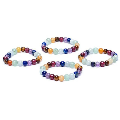 Bague perles 7 chakras A (boules 3mm) - La Boite à Cailloux