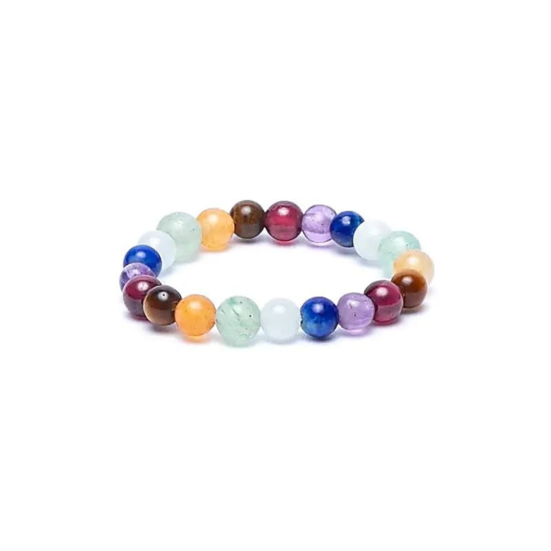 Bague perles 7 chakras A (boules 3mm) - La Boite à Cailloux