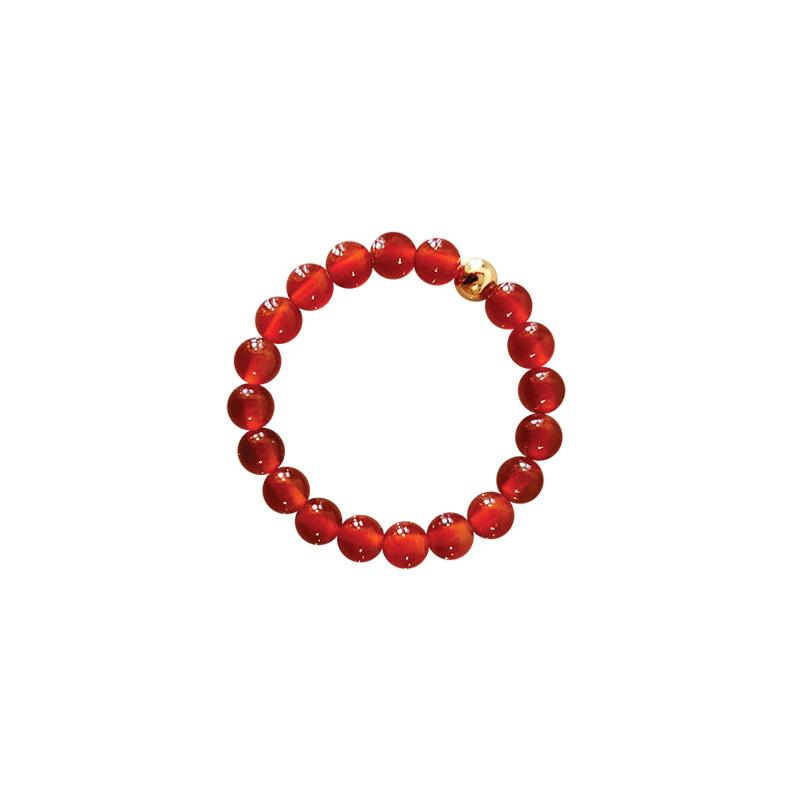 Bague perles Cornaline chauffée Brésil A (boules 3mm) - La Boite à Cailloux