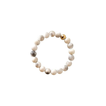 Bague perles Howlite Zimbabwe A (boules 3mm) - La Boite à Cailloux