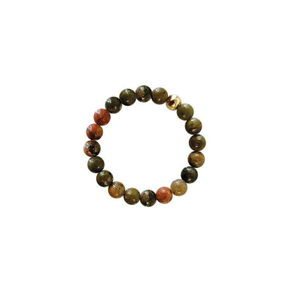 Bague perles Unakite Afrique du Sud A (boules 3mm) - La Boite à Cailloux
