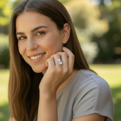 Bague Pierre de lune arc en ciel (Péristérite) Inde AA argent 925 - La Boite à Cailloux