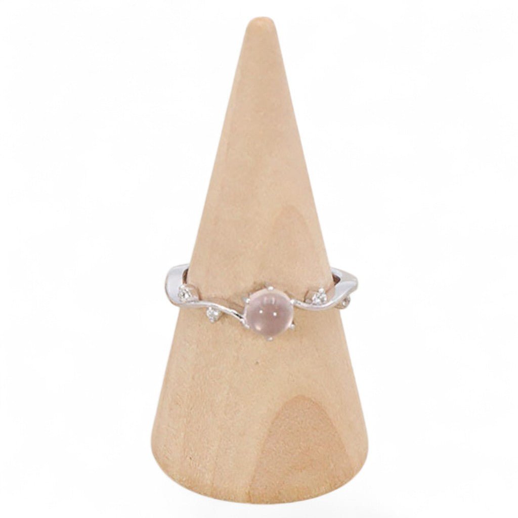 Bague quartz rose Madagascar AAA argent 925 Rhodié - La Boite à Cailloux