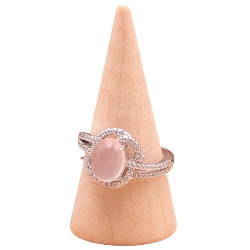 Bague quartz rose Madagascar AAA argent 925 Rhodié - La Boite à Cailloux