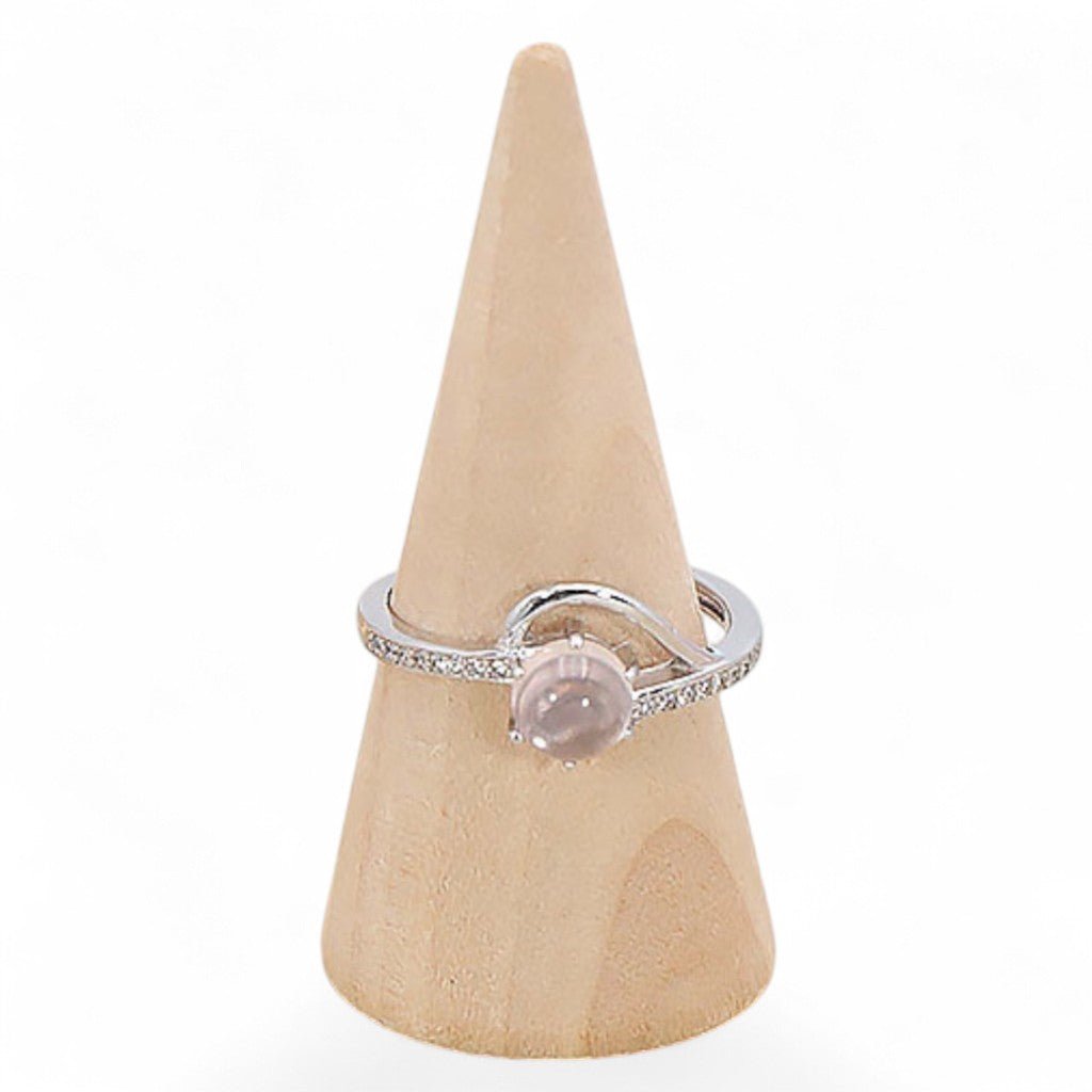 Bague quartz rose Madagascar AAA argent 925 Rhodié - La Boite à Cailloux
