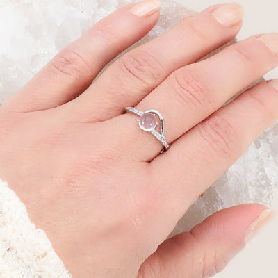 Bague quartz rose Madagascar AAA argent 925 Rhodié