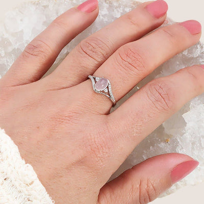Bague quartz rose Madagascar AAA argent 925 Rhodié