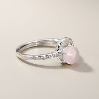 Bague quartz rose Madagascar AAA argent 925 Rhodié