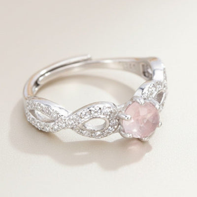 Bague quartz rose Madagascar AAA argent 925 Rhodié