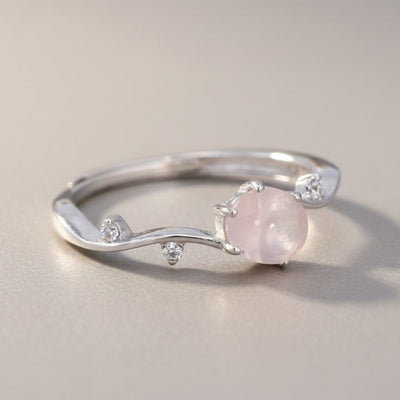 Bague quartz rose Madagascar AAA argent 925 Rhodié