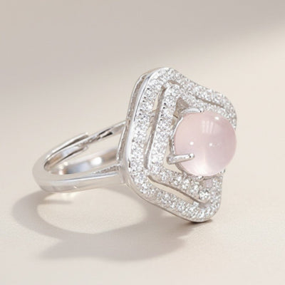 Bague quartz rose Madagascar AAA argent 925 Rhodié