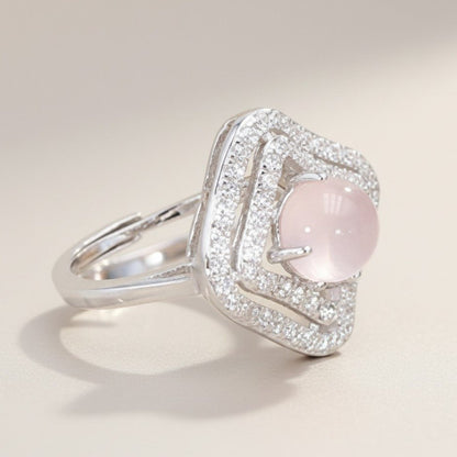 Bague quartz rose Madagascar AAA argent 925 Rhodié - La Boite à Cailloux