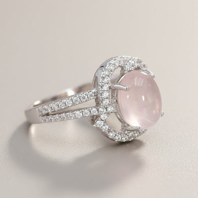 Bague quartz rose Madagascar AAA argent 925 Rhodié