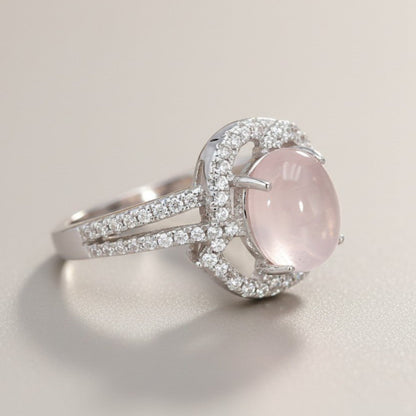 Bague quartz rose Madagascar AAA argent 925 Rhodié - La Boite à Cailloux
