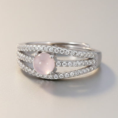 Bague quartz rose Madagascar AAA argent 925 Rhodié