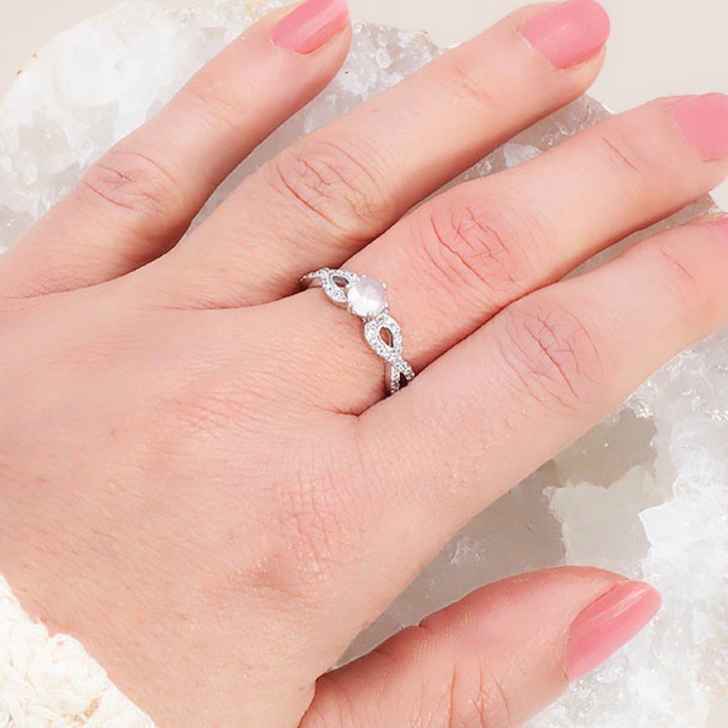 Bague quartz rose Madagascar AAA argent 925 Rhodié - La Boite à Cailloux