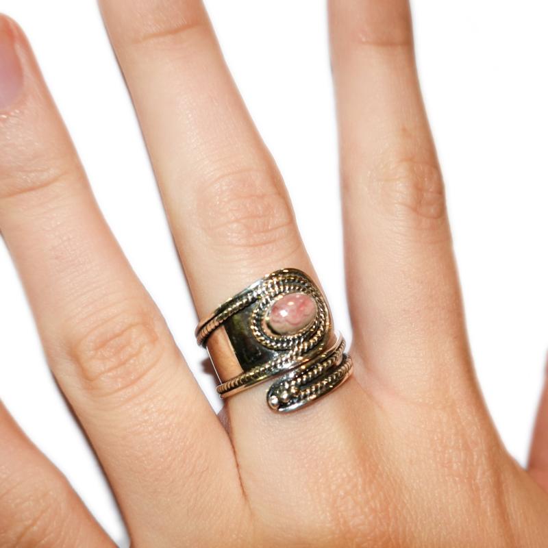 Bague rhodochrosite Argentine A argent 925 - La Boite à Cailloux