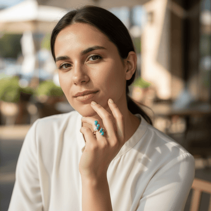 Bague Turquoise Chine AA argent 925 - La Boite à Cailloux