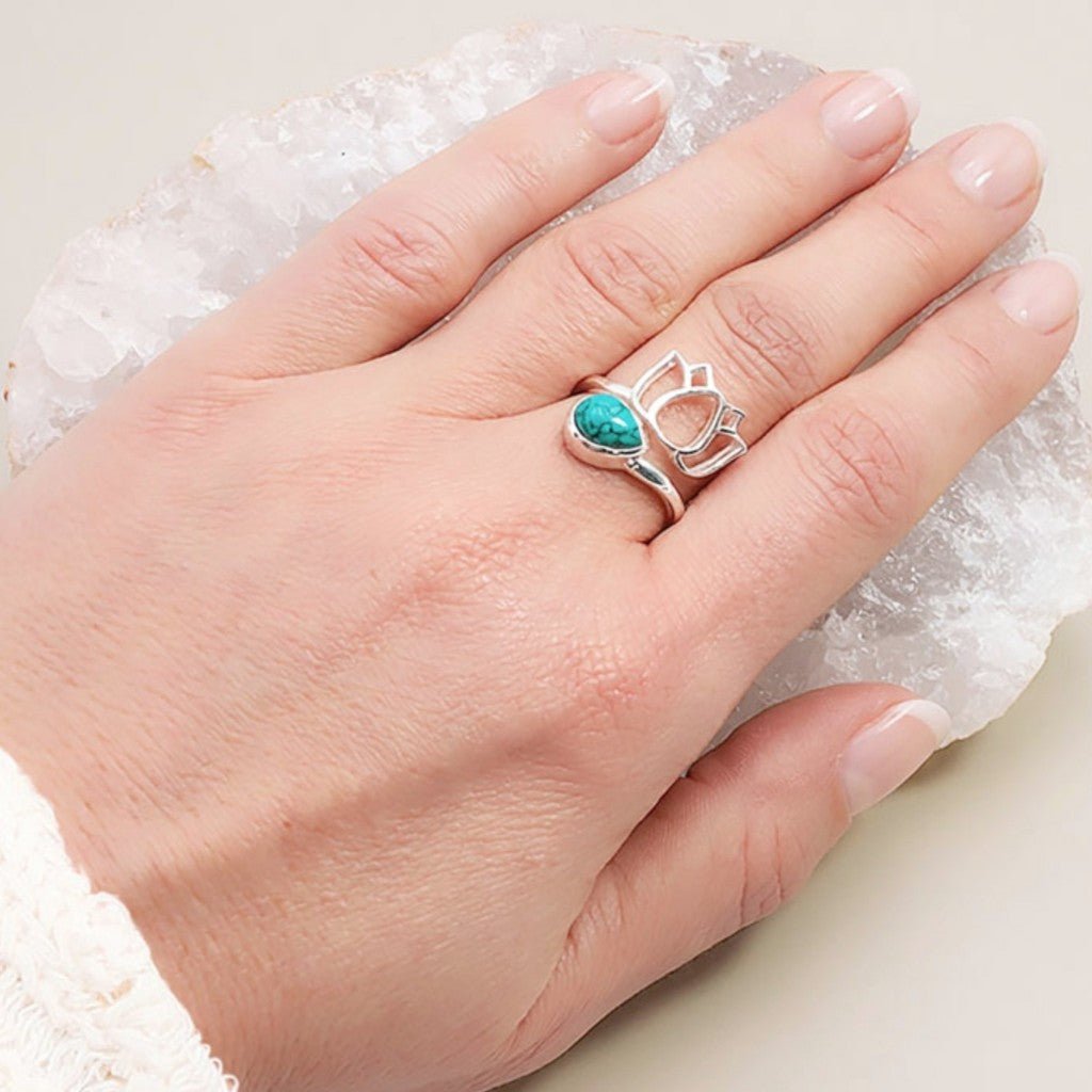 Bague Turquoise Chine AA argent 925 - La Boite à Cailloux