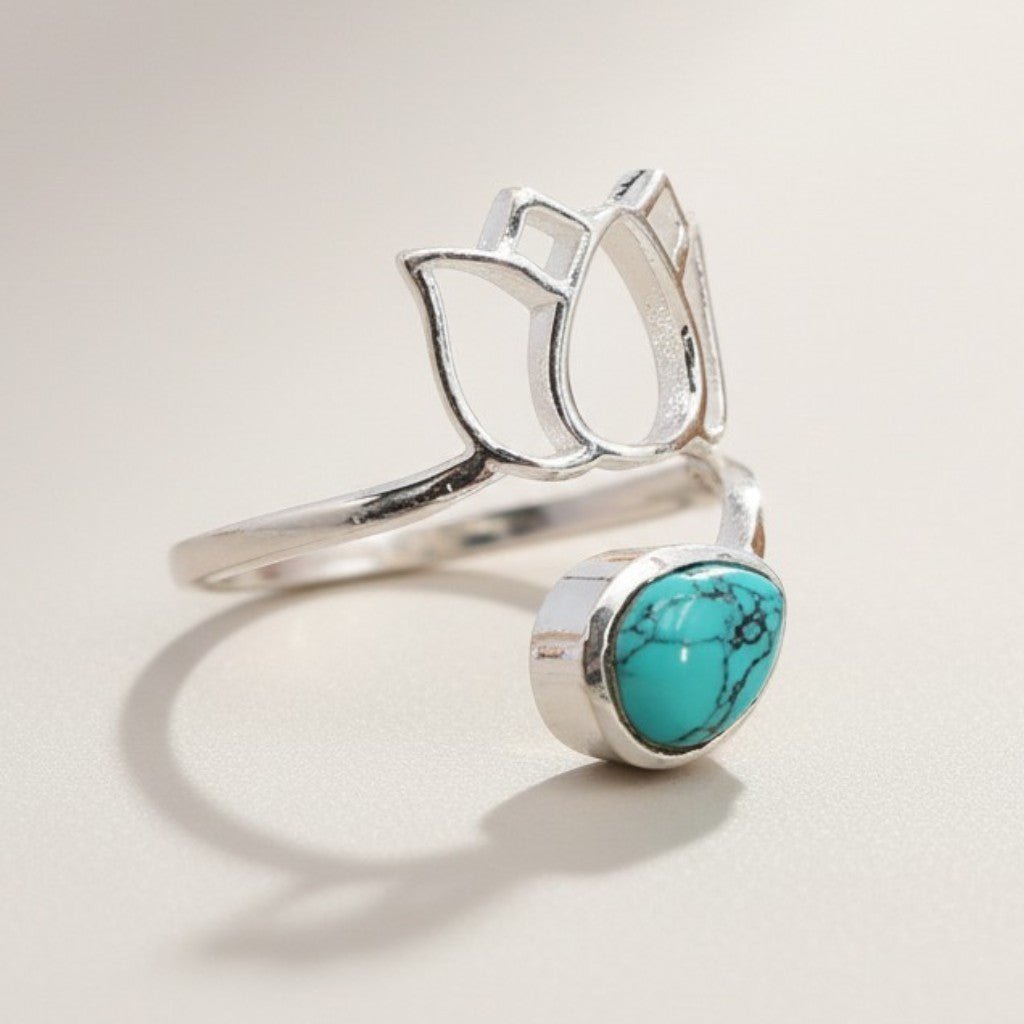 Bague Turquoise Chine AA argent 925 - La Boite à Cailloux