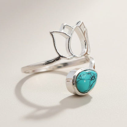 Bague Turquoise Chine AA argent 925 - La Boite à Cailloux