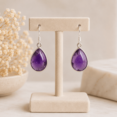 Boucles d'oreilles améthyste Brésil AAA goutte argent 925